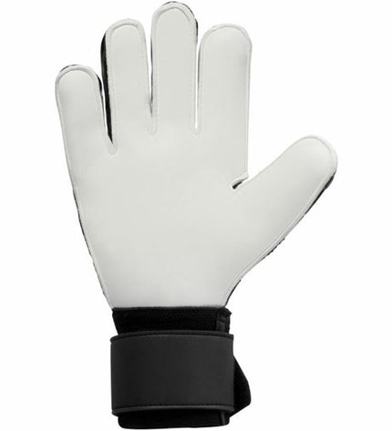 Black Uhlsport Powerline Soft Pro goalkeeper gloves for adults, designed for football and outdoor sports.