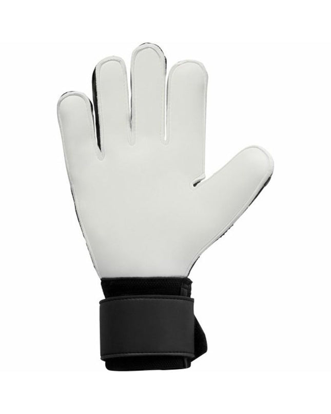 Black Uhlsport Powerline Soft Pro goalkeeper gloves for adults, designed for football and outdoor sports.
