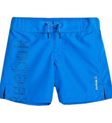 Children's Reebok blue one-piece swimsuit for sports and watersports, featuring a sporty design and comfortable fit.