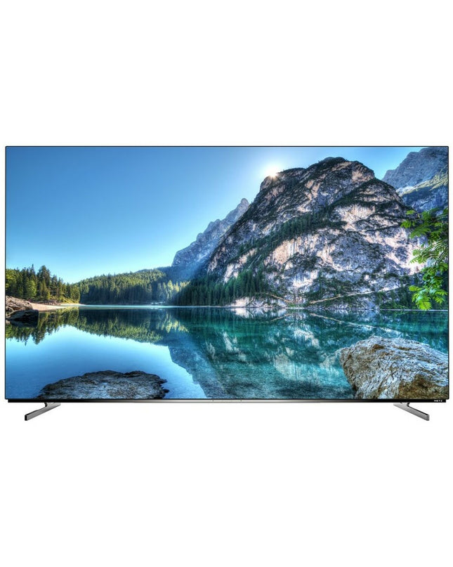 Metz 55MOC9010Y 55-inch Full HD OLED Smart TV displaying vibrant colors and slim design in a modern living room setting.