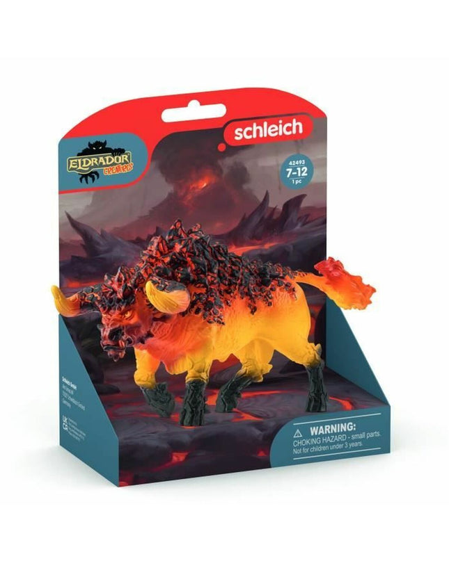 Schleich Fire Bull action figure from playsets, featuring detailed fire-themed design and vibrant colors for imaginative play.