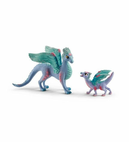 Schleich Flower Dragon action figure with its baby, detailed toy figures from the Schleich collectible dragon series.
