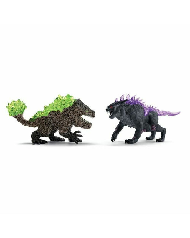 Schleich Dark Lynx and Stone Crusher action figure duo from playset, detailed toy figurines for kids' play and collection.