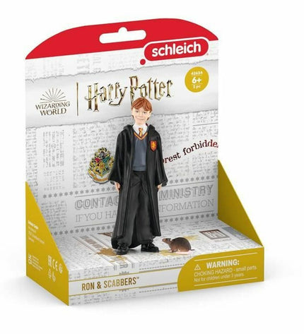 Schleich Ron Weasley and Scabbers action figures from Harry Potter, detailed plastic toys for imaginative play.