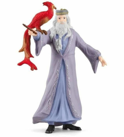 Schleich Albus Dumbledore and Fawkes action figures from Harry Potter series, detailed toy figurines with vibrant colors.