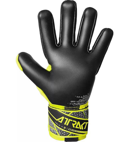 Reusch Attrakt Gold X Nc goalkeeper gloves in black for adults, designed for soccer and outdoor sports.