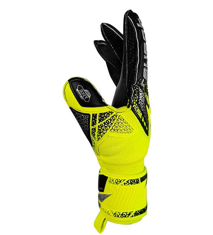 Reusch Keeperhandschoenen Attrakt Silver Geel for soccer, featuring silver and yellow design, outdoor sports gear.
