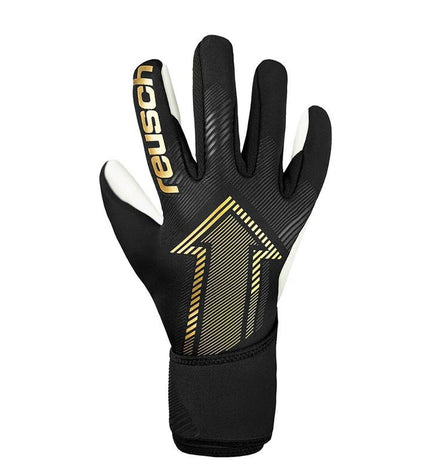 Reusch Keeperhandschoenen Fastgrip Silver zwart voor volwassenen, sport en outdoor voetbal, handbescherming en grip in actie.