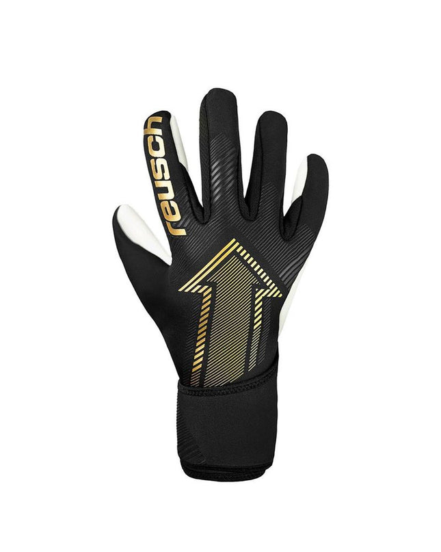 Reusch Keeperhandschoenen Fastgrip Silver zwart voor volwassenen, sport en outdoor voetbal, handbescherming en grip in actie.