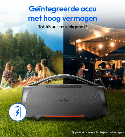 Medion 50077080 speakers for audio and hi-fi electronics with sleek black design and speaker grille visible in the image.