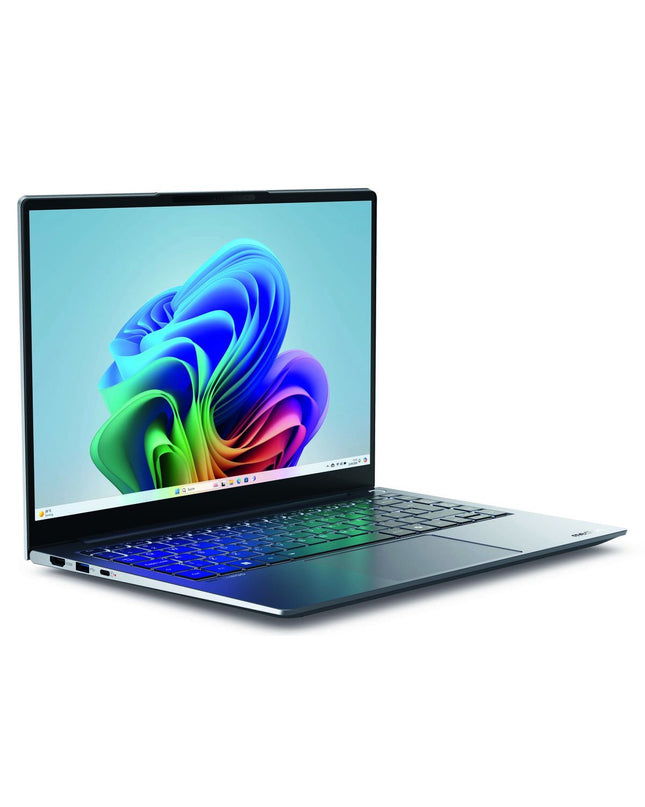 Medion Laptop 30038911 with calculator feature, showing the sleek design and keyboard in a well-lit workspace image.