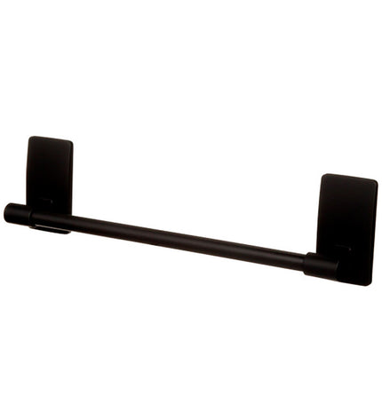 Black Command towel rack with metal bar, 29.9 cm long, designed for bathroom and home organization.