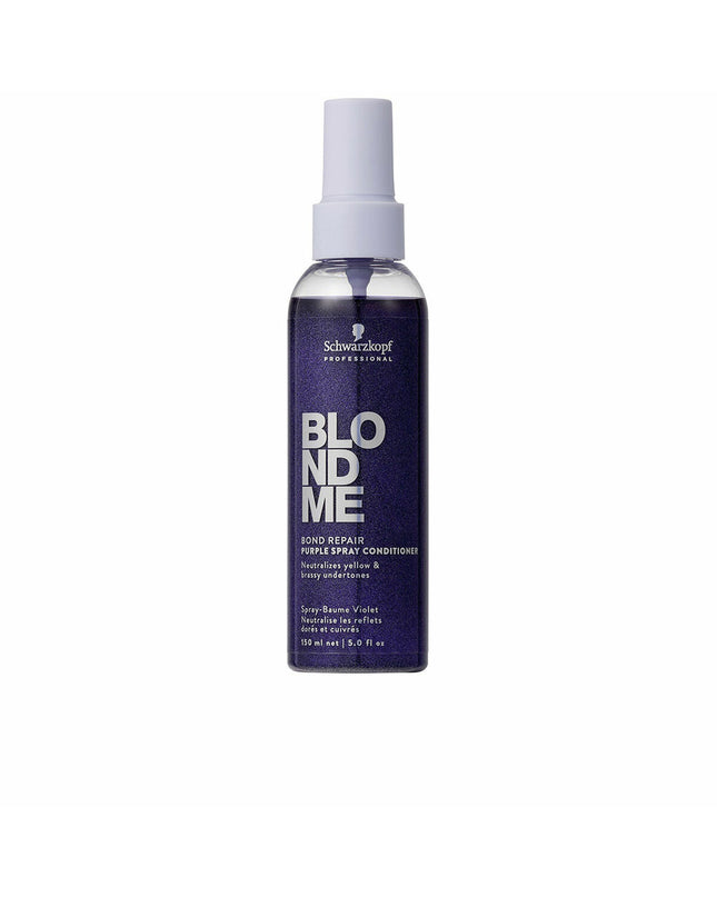 Schwarzkopf BLONDME voedingssupplement bottle, 150 ml, for health and personal care, featuring a white and purple label.