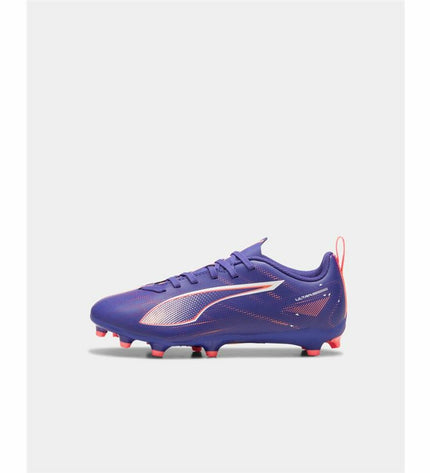 Purple Puma Ultra 5 Play FG/AG soccer cleats for kids, designed for outdoor and football play with sport and outdoor features.