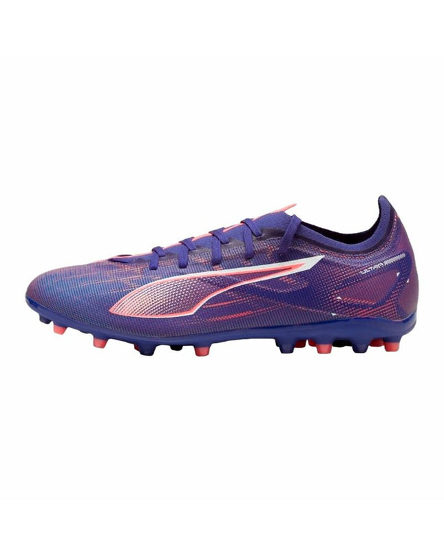 Purple Puma Ultra 5 Match MG adult football shoes for outdoor soccer, featuring sport and outdoor design.