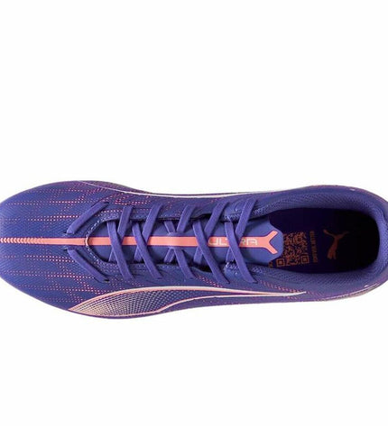Purple Puma Ultra 5 Play Mg adult soccer cleats, sport and outdoor football shoes with textured sole and branding details.