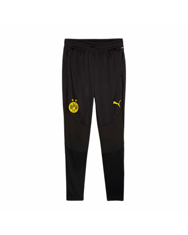 Puma Bosussia Dortmund adult men's football training pants in black with team logo, sport and outdoor football apparel.