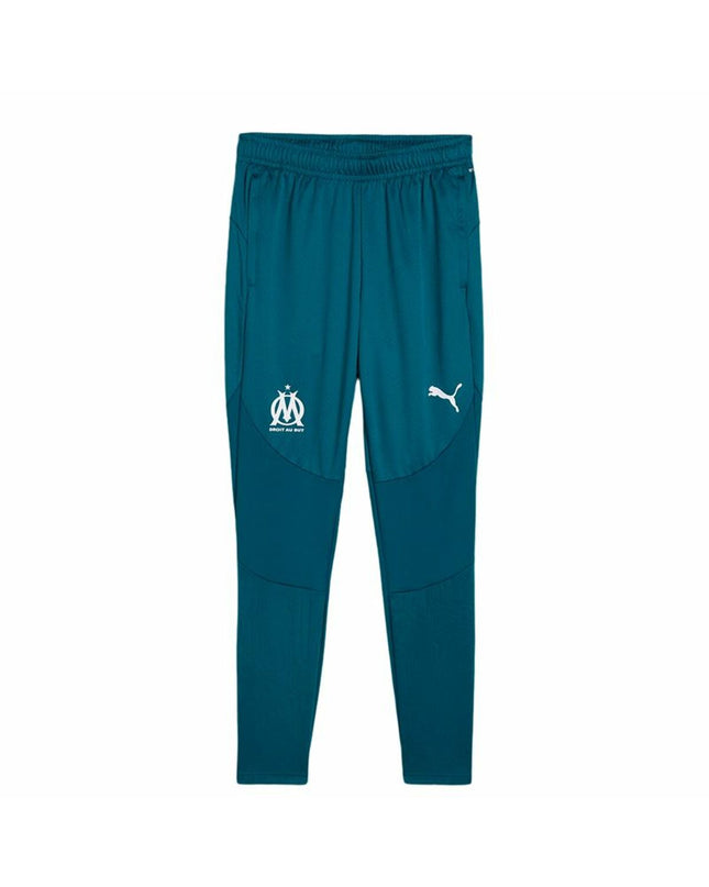 Puma Olympique de Marseille adult soccer training pants, black with Puma logo, designed for sport and outdoor football activities.
