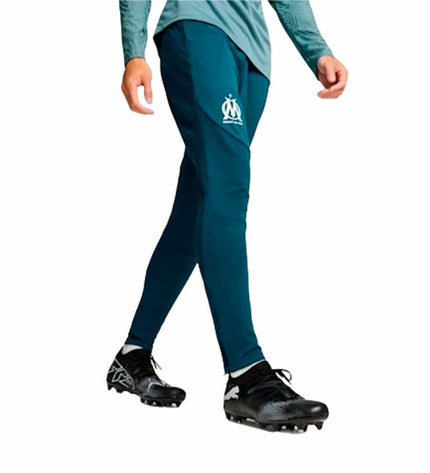 Puma Olympique de Marseille adult soccer training pants, navy blue sport pants for outdoor football training.