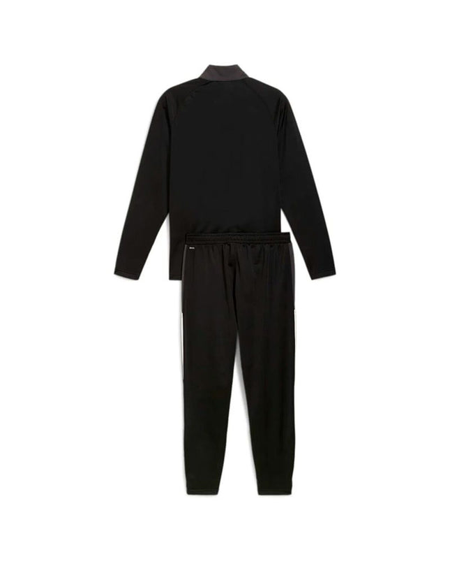 Black Puma adult training suit for soccer, featuring sport and outdoor design with Puma branding and athletic fit.