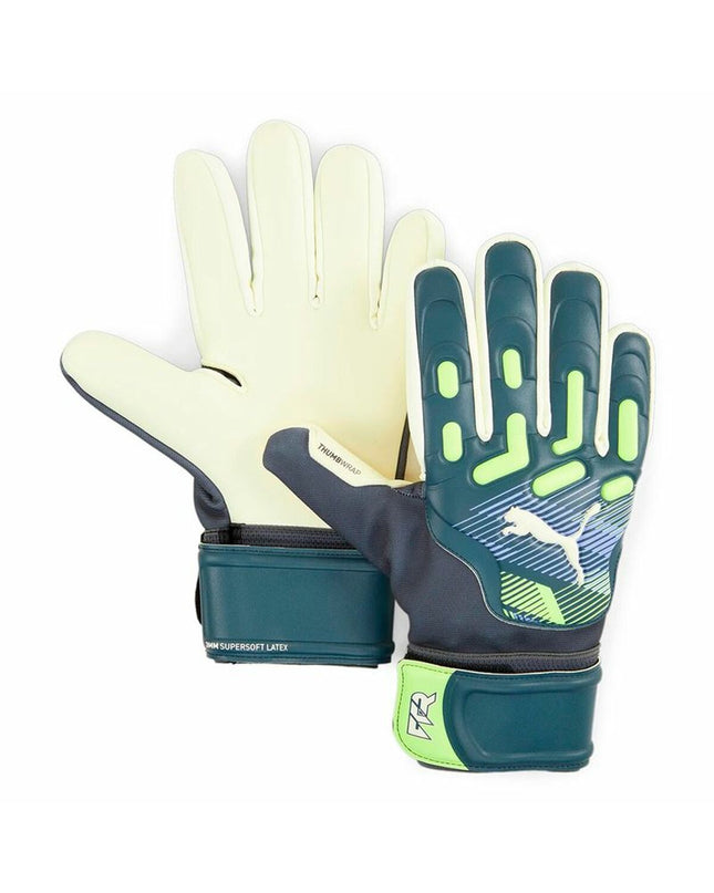 Multicolored Puma Future Match Nc goalkeeper gloves for adults, sport and outdoor football gear with padded palms and grip features.