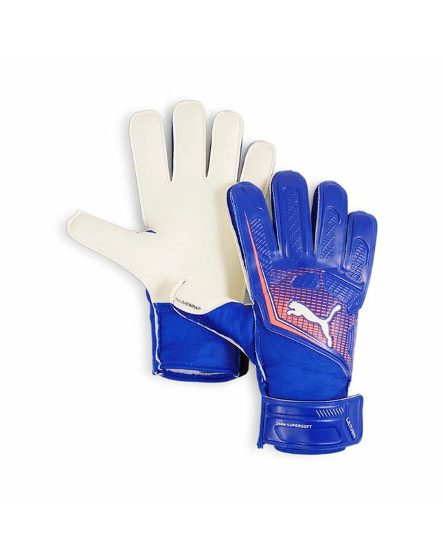 Puma Ultra Play Rc blue multicolour football goalkeeper gloves for adults, designed for sport and outdoor football matches.