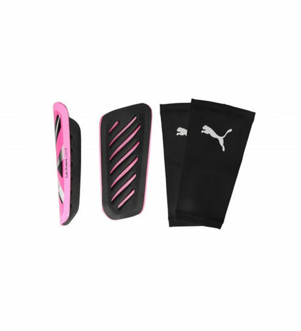 Pink Puma Ultra Light Sleeve soccer shin guards for sport and outdoor football, lightweight and protective.
