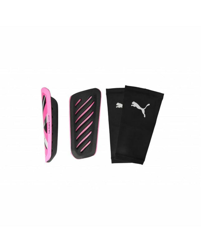 Pink Puma Ultra Light Sleeve soccer shin guards for sport and outdoor football, lightweight and protective.