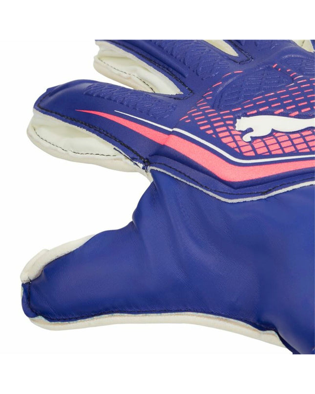 Puma Ultra Match Protect Rc blue multicolour football goalkeeper gloves for sports and outdoor soccer, showing the detailed design.