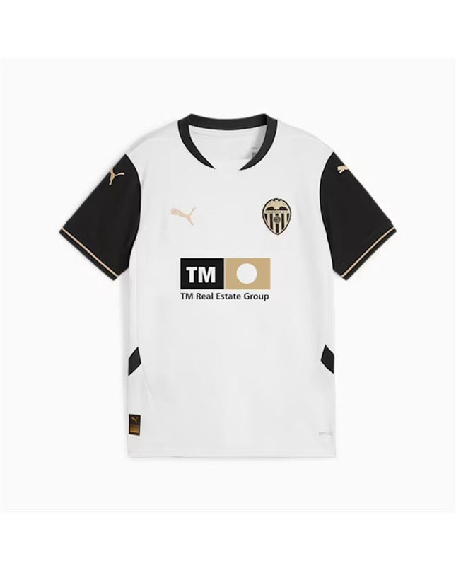 Children's Puma Valencia C.F. home replica football shorts with short sleeves, made for sports and outdoor activities.