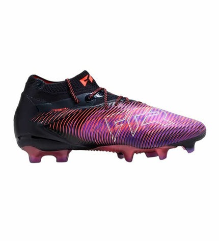 Adult Puma Future 8 Ultimate FG Wn'S football cleats for outdoor soccer, black with Puma branding and studded sole.