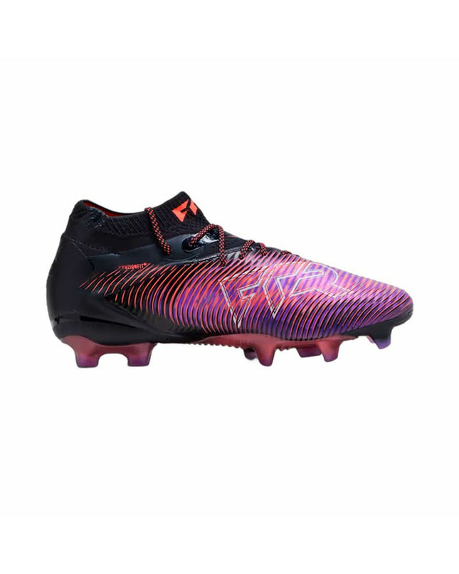Adult Puma Future 8 Ultimate FG Wn'S football cleats for outdoor soccer, black with Puma branding and studded sole.