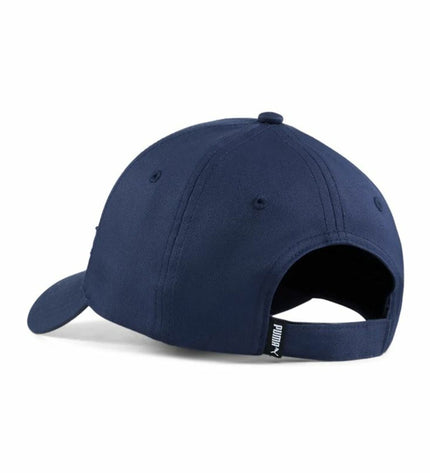 Kinderpet Puma Essentials marine blue junior outdoor hat with adjustable strap and Puma logo, suitable for camping and hiking.
