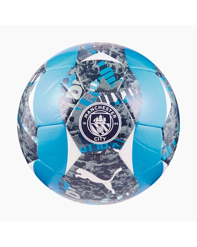 Puma Manchester City Prematch football size 5 with blue and white design, for soccer training and outdoor play.