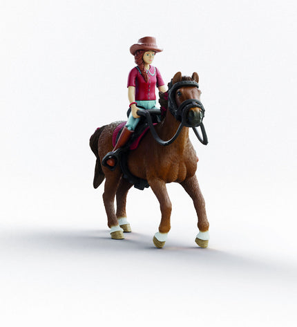 Schleich Horse Club Hannah and Cayenne action figures toy set with detailed figurines and accessories for pretend play.