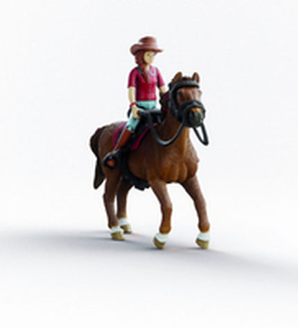 Schleich Horse Club Hannah and Cayenne action figures set with horses and accessories, detailed toy figures for play and collection.