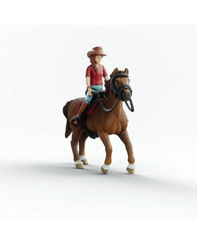 Schleich Horse Club Hannah and Cayenne action figures with horses, toy playset, detailed miniature figures for children.