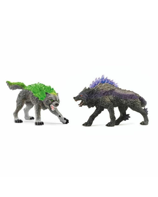 Schleich action figures set with two parts, measuring 8 x 24 x 19 cm, featuring detailed toy figures from the popular brand.