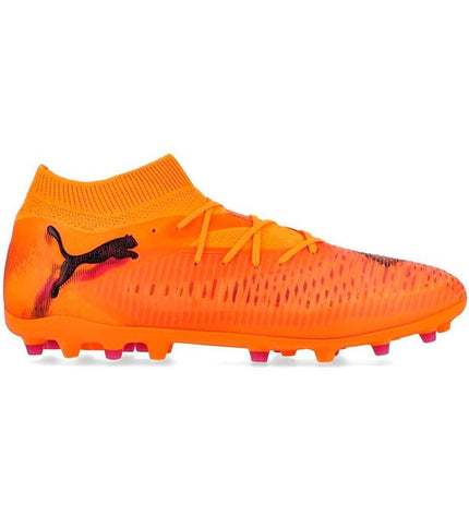 Puma Future 8 Pro Mg Heat Fire orange adult football/soccer shoes designed for outdoor play with vibrant orange color.