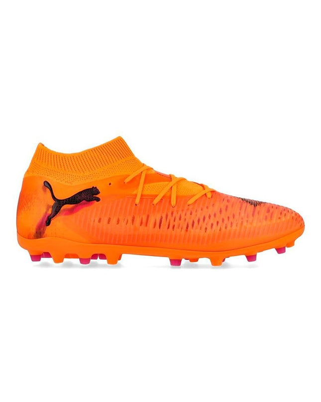 Puma Future 8 Pro Mg Heat Fire orange adult football/soccer shoes designed for outdoor play with vibrant orange color.