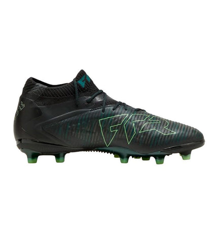 Black Puma Future 8 Ultimate adult soccer cleats for outdoor football, featuring sporty design and durable materials.