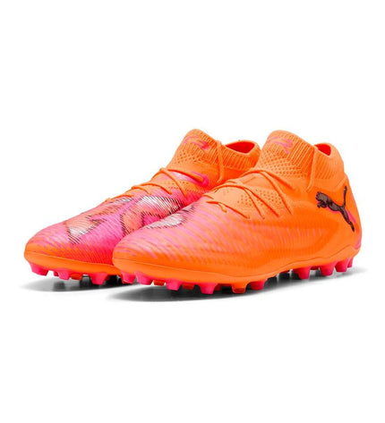 Puma Future 8 Ultimate MG Heat Fire orange adult football cleats for sport and outdoor soccer.
