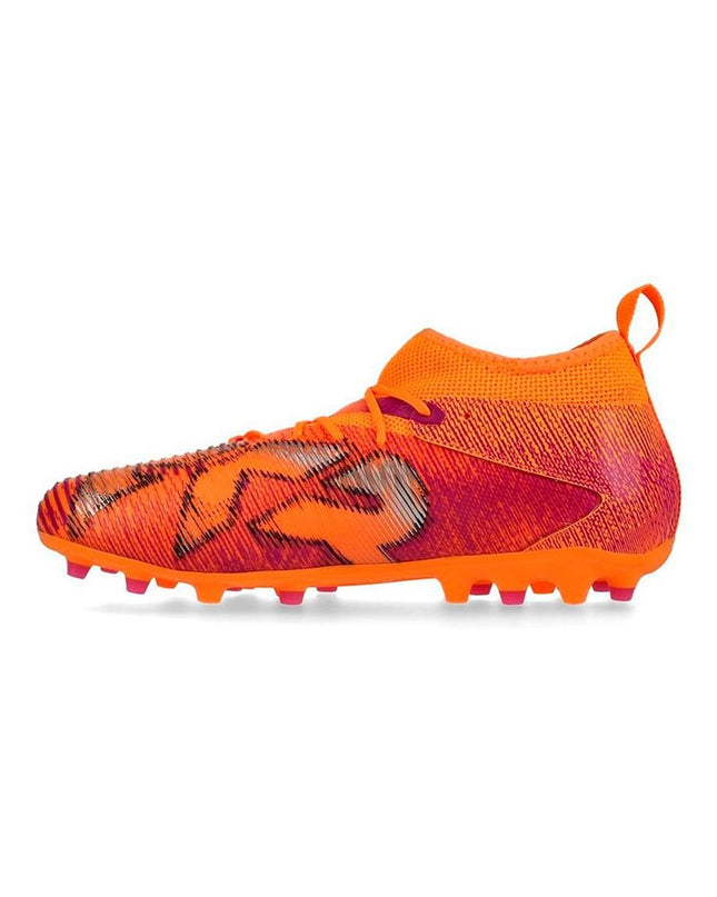 Puma Future 8 Match MG Heat Fire football shoes for kids, sport and outdoor soccer footwear with vibrant design.