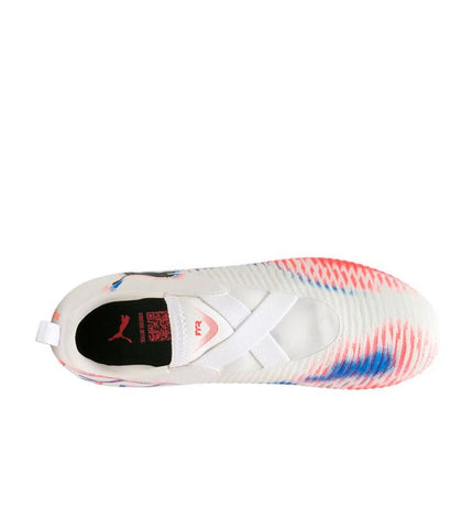 Adult Puma Future 8 Match LL MG soccer cleats for outdoor football, showing the black and white design with Puma branding.