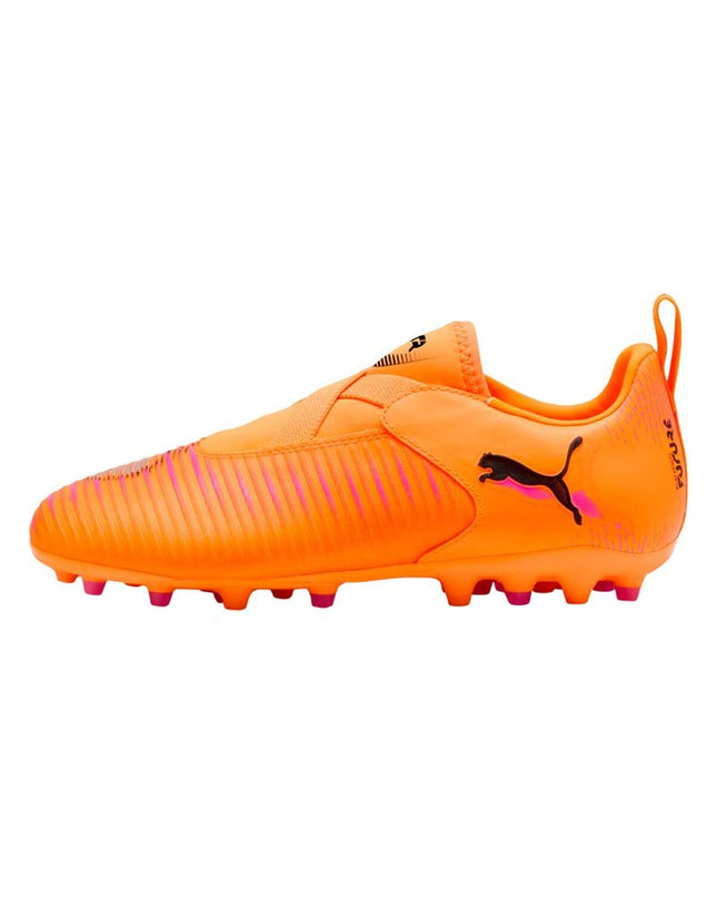 Puma Future 8 Match LL MG adult football cleats, black and white sport shoes for outdoor soccer, with textured upper and studded sole.
