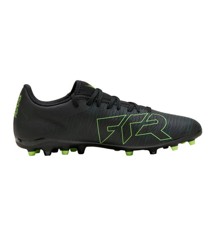 Black Puma Future 8 Play Mg adult football cleats, sport and outdoor soccer shoes with studded sole for optimal grip.