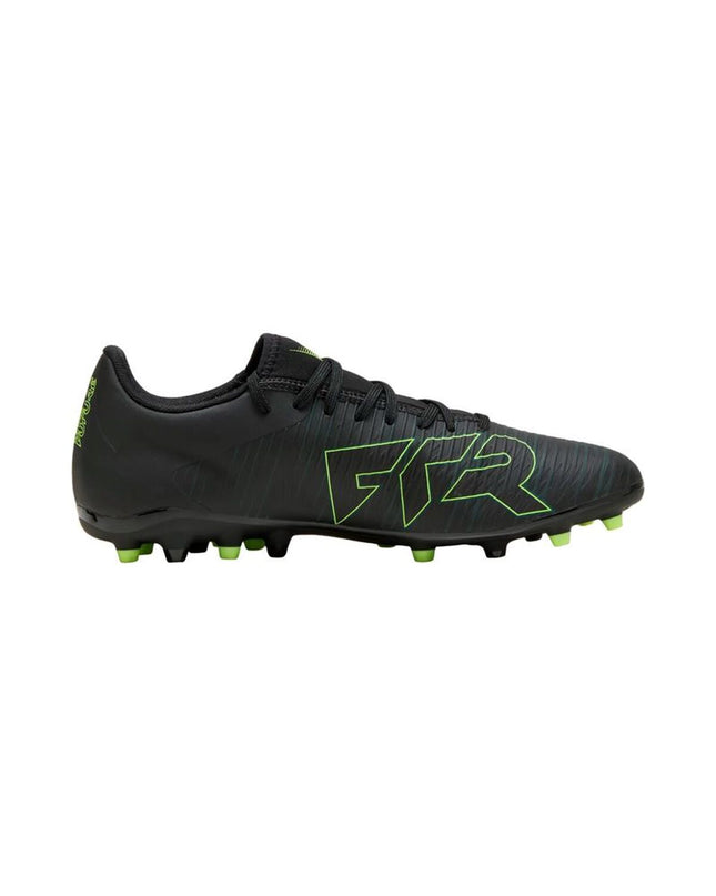 Black Puma Future 8 Play Mg adult football cleats, sport and outdoor soccer shoes with studded sole for optimal grip.