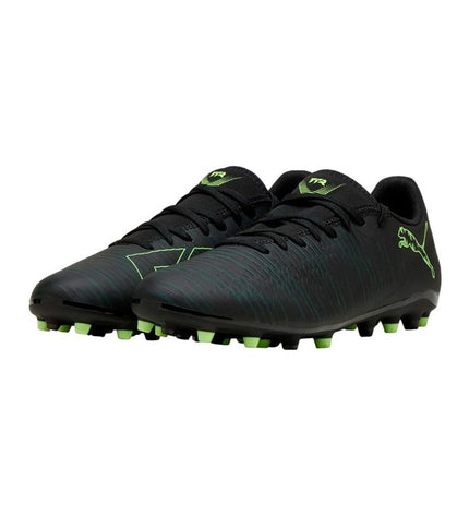 Adult Puma Future 8 Play MG black football shoes for outdoor soccer, featuring lightweight design and textured sole.