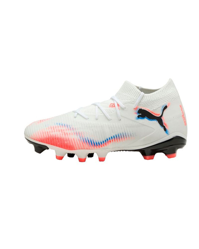 Adult Puma Future 8 Match FG/AG soccer cleats for outdoor and indoor football, featuring black and orange design.