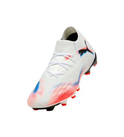 Puma Future 8 Match FG/AG adult soccer cleats for outdoor and turf play, black with Puma branding and studded sole.